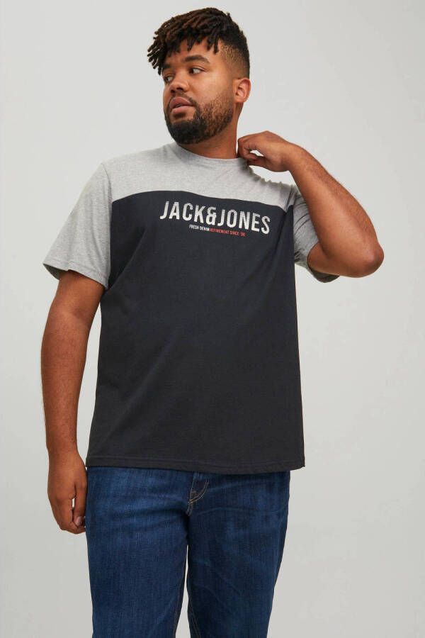 JACK & JONES PLUS SIZE regular fit T-shirt Plus Size met logo black