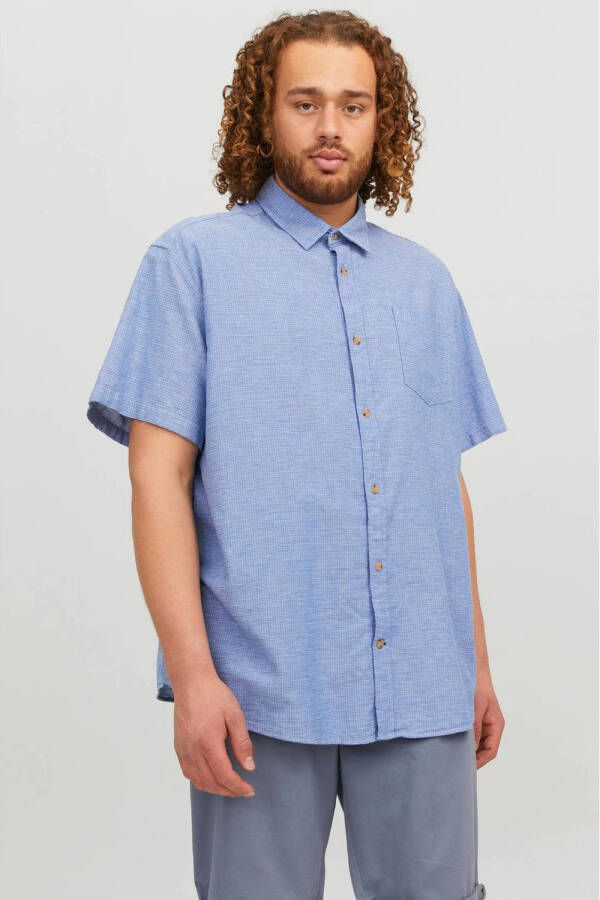 JACK & JONES PLUS SIZE slim fit overhemd JORABEL Plus Size met all over print blauw