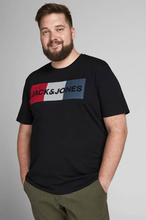 JACK & JONES PLUS SIZE T-shirt JJECORP Plus Size met logo black