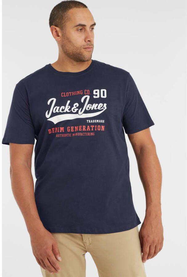 Jack & Jones Plus SIZE T-shirt met logomotief model 'JJELOGO TEE SS ONECK 2'