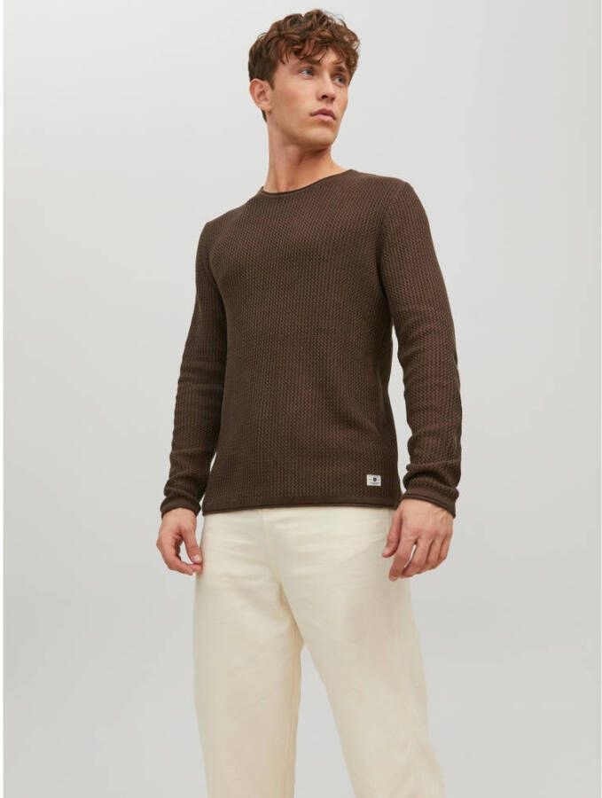 JACK & JONES PREMIUM gemêleerde trui JPRBLUCARLOS hot fudge