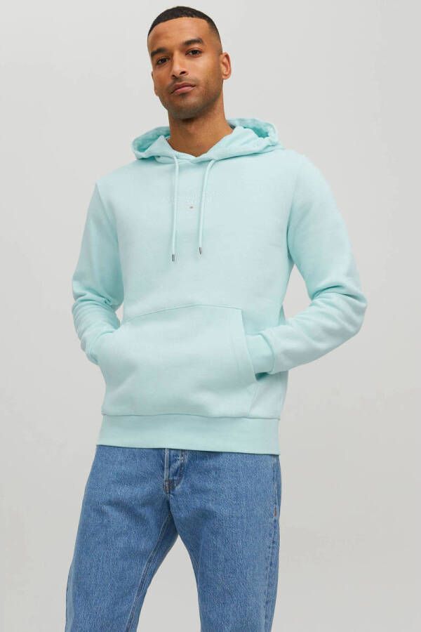 JACK & JONES PREMIUM hoodie JPRBLUARCHIE met printopdruk bleached aqua