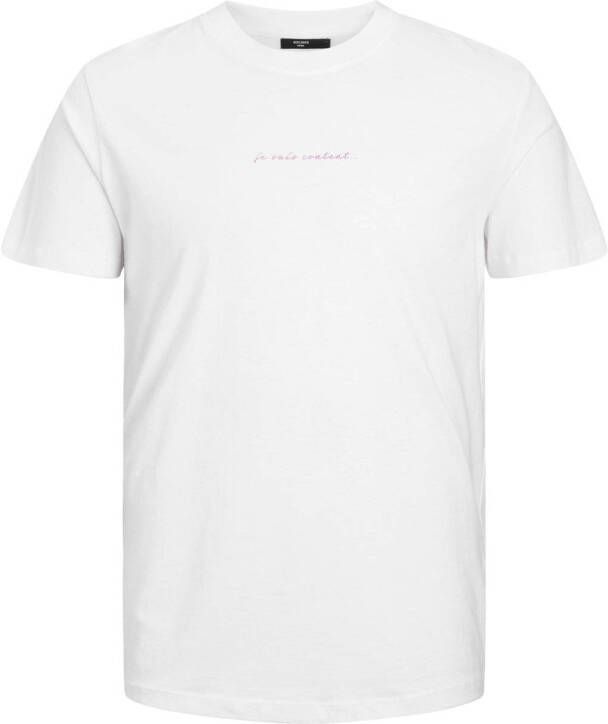 JACK & JONES PREMIUM regular fit T-shirt JPRBLAPALM met backprint wit