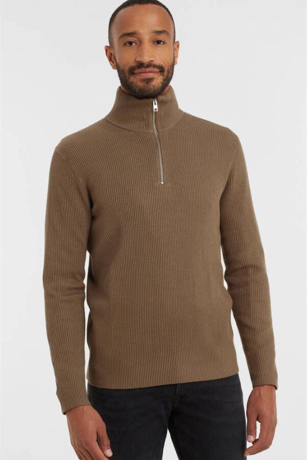 Jack & jones Jprperfect Knit Half ZIP SN Bruin Heren