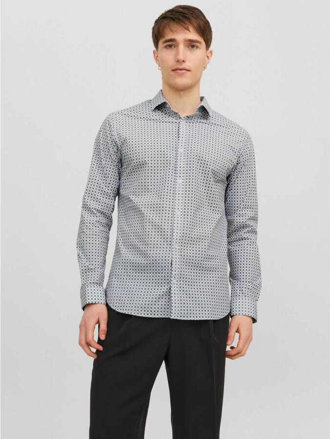 JACK & JONES PREMIUM slim fit overhemd JPRBLABLACKPOOL met all over print wit