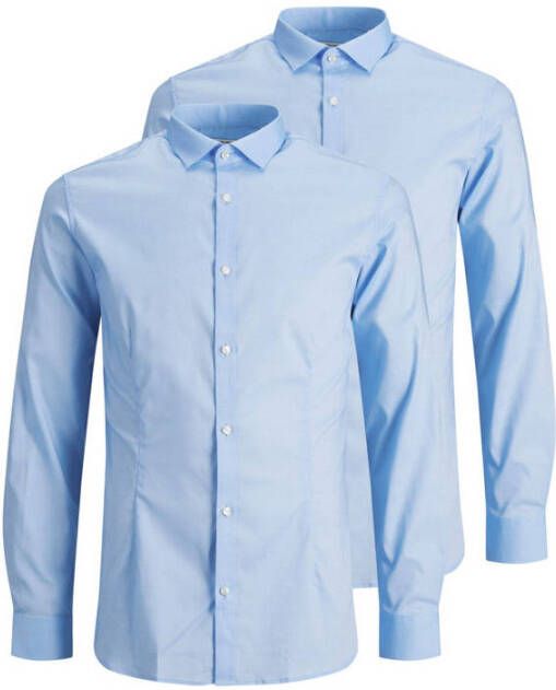 JACK & JONES PREMIUM slim fit overhemd JPRBLAPARMA blauw