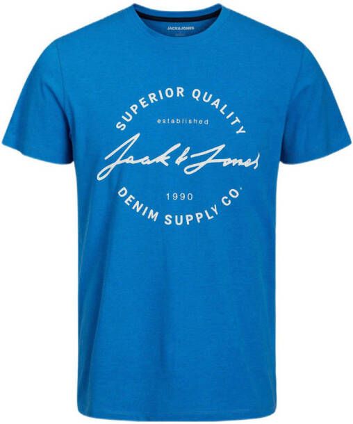 JACK & JONES regular fit T-shirt JJACE met printopdruk french blue
