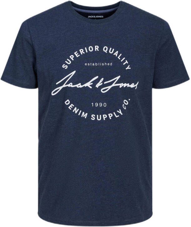 JACK & JONES regular fit T-shirt JJACE met printopdruk navy blazer