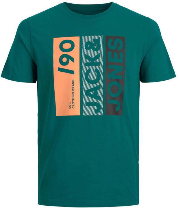 JACK & JONES regular fit T-shirt JJJIO met printopdruk groen