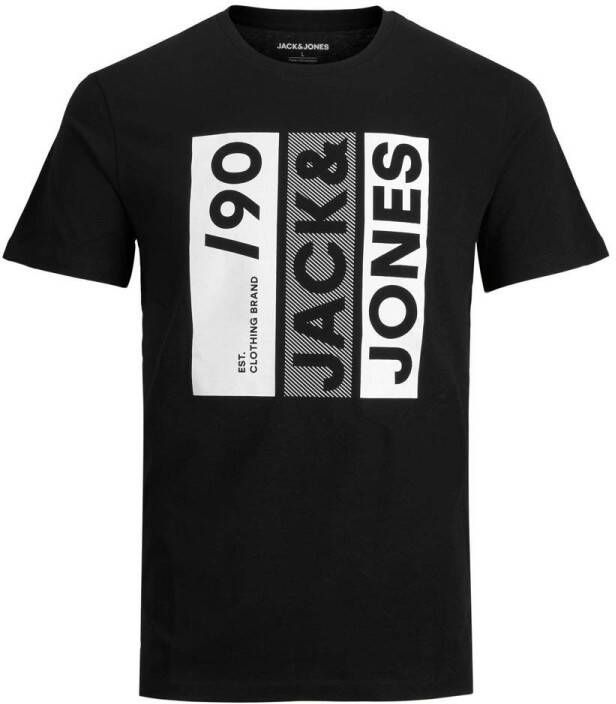 JACK & JONES regular fit T-shirt JJJIO met printopdruk zwart