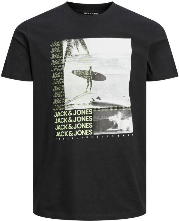 JACK & JONES regular fit T-shirt JJNEO met printopdruk black