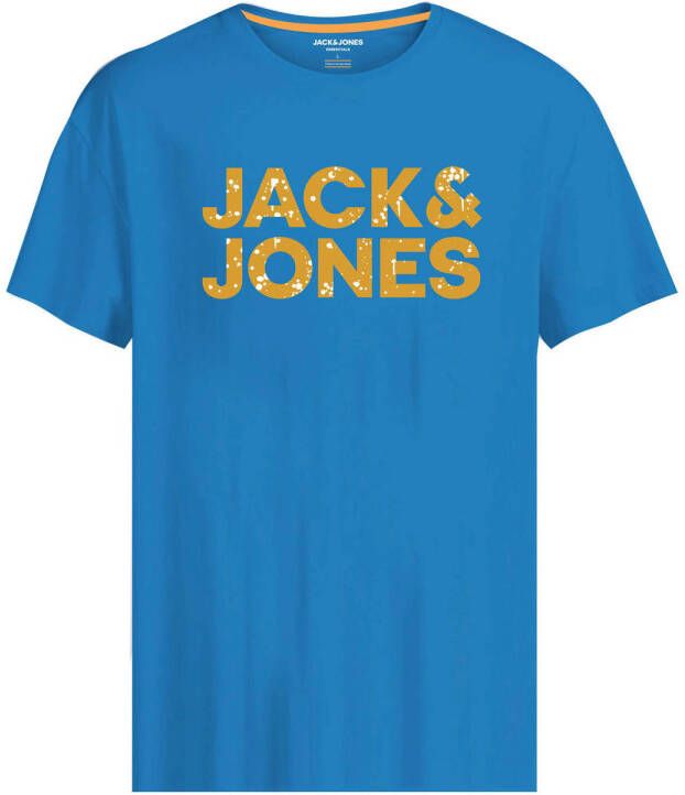 JACK & JONES regular fit T-shirt JJNEON met printopdruk blauw