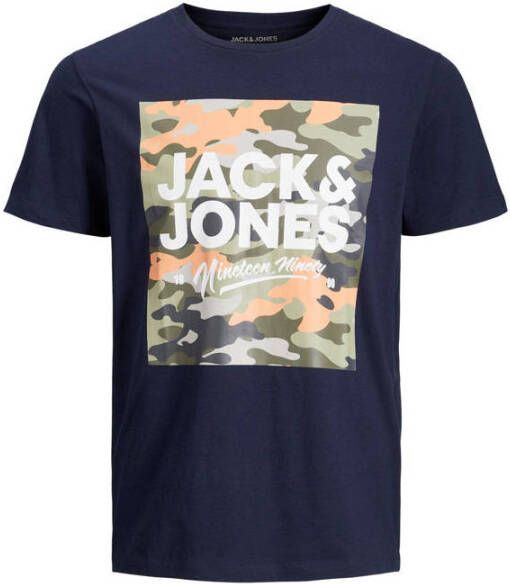 JACK & JONES regular fit T-shirt met logo navy blazer