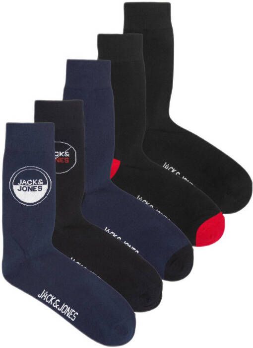 JACK & JONES sokken JACARTIN met print set van 5 zwart donkerblauw