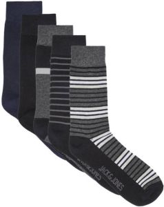 JACK & JONES sokken JACBLACKTONES met strepen set van 5 grijs zwart