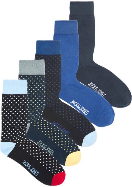 JACK & JONES sokken JACDOT met stippen set van 5 donkerblauw