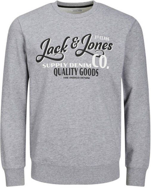 JACK & JONES sweater JJANDY met logo light grey melange