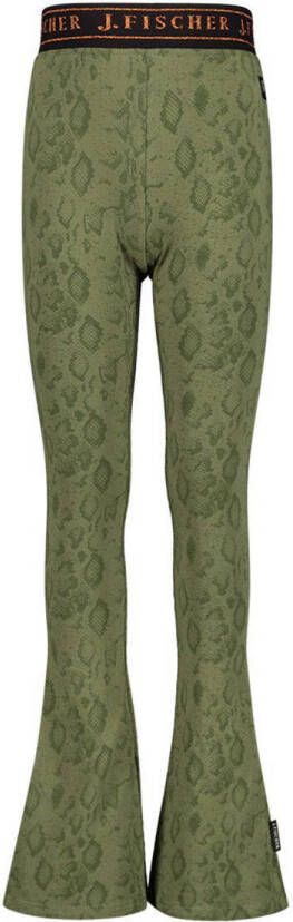 Jake Fischer flared broek met all over print kaki