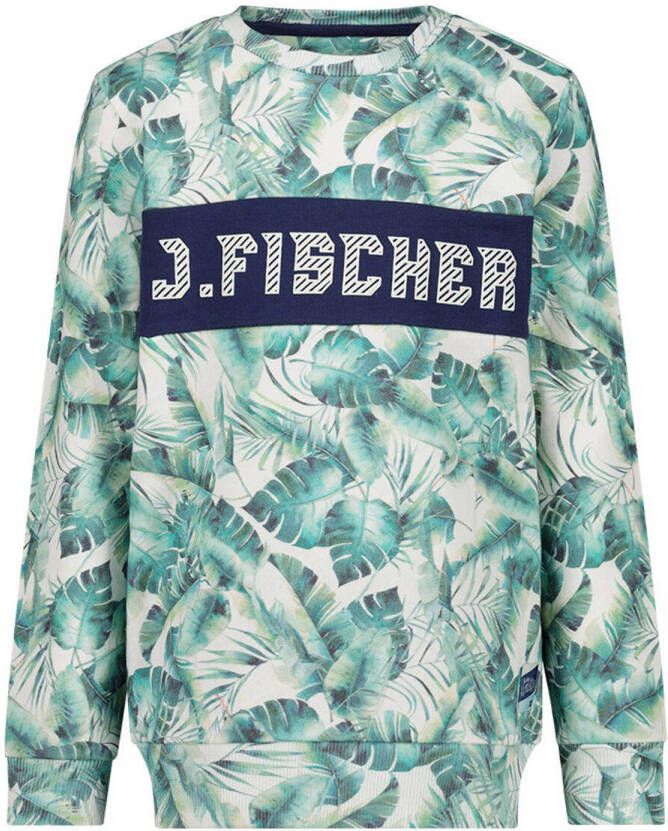 Jake Fischer sweater met all over print blauw