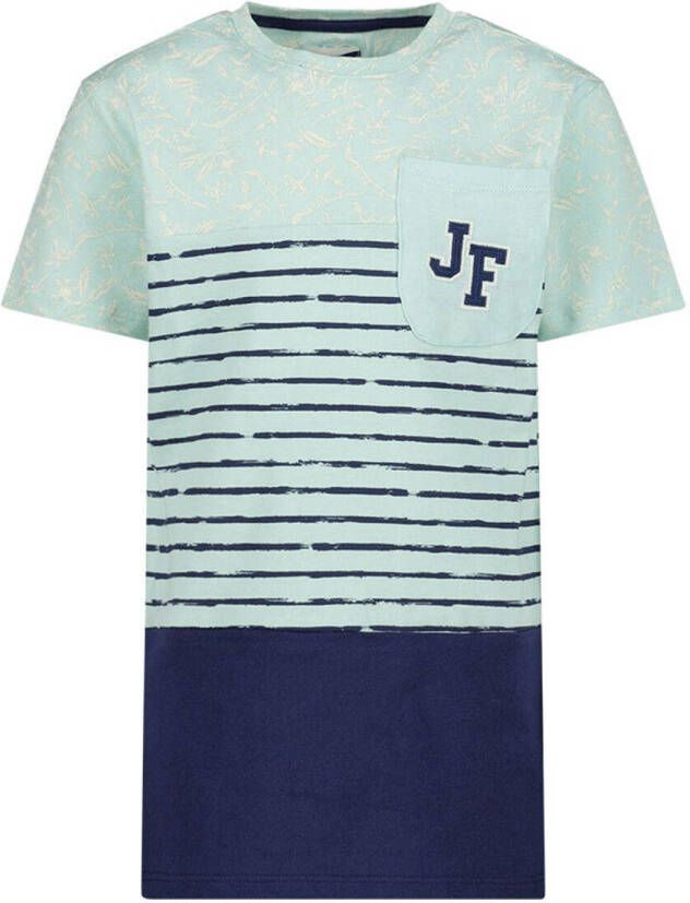 Jake Fischer T-shirt lichtblauw donkerblauw Jongens Katoen Ronde hals Meerkleurig 116