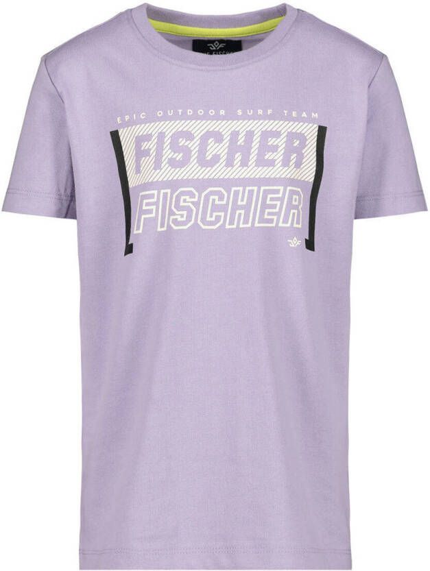 Jake Fischer T-shirt met logo lila Paars Jongens Katoen Ronde hals Logo 116