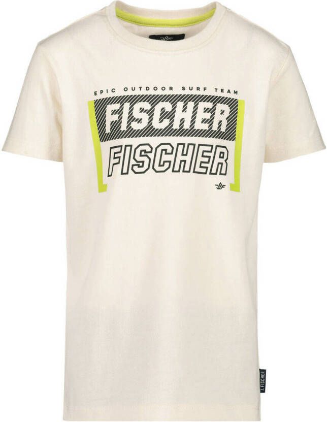 Jake Fischer T-shirt met logo wit Jongens Katoen Ronde hals Logo 116