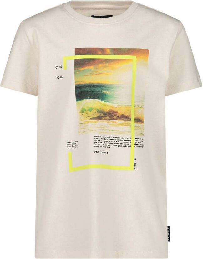 Jake Fischer T-shirt met printopdruk beige Jongens Katoen Ronde hals Printopdruk 140