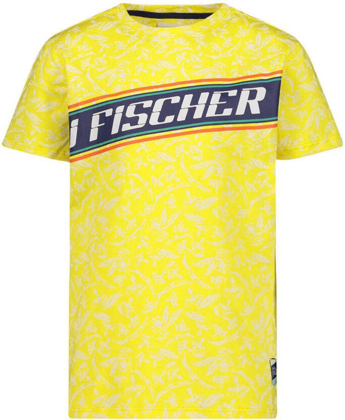 Jake Fischer T-shirt met printopdruk geel Jongens Katoen Ronde hals Printopdruk 104