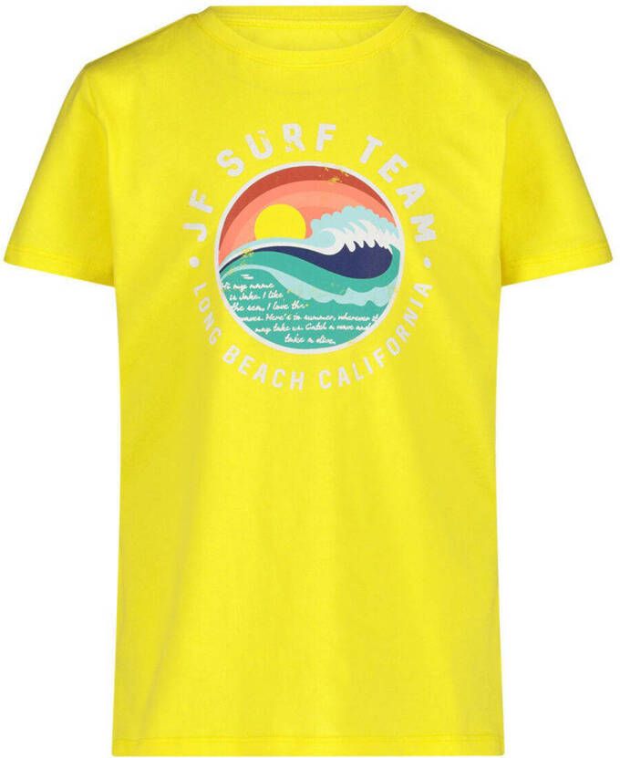 Jake Fischer T-shirt met printopdruk geel Jongens Katoen Ronde hals Printopdruk 104