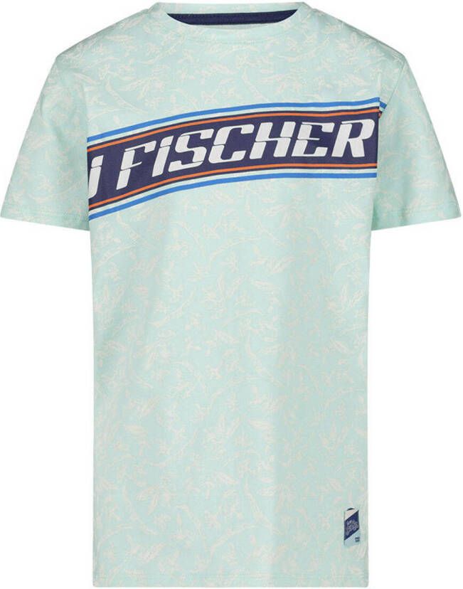 Jake Fischer T-shirt met printopdruk lichtblauw Jongens Katoen Ronde hals 104