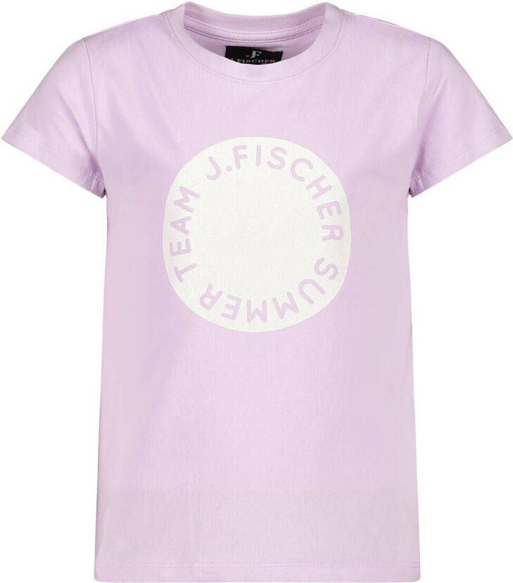 Jake Fischer T-shirt met printopdruk lila Paars Meisjes Stretchkatoen Ronde hals 128