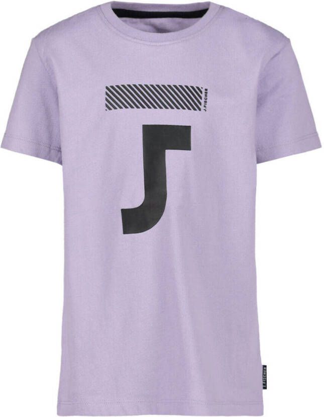 Jake Fischer T-shirt met printopdruk lila Paars Jongens Katoen Ronde hals 128