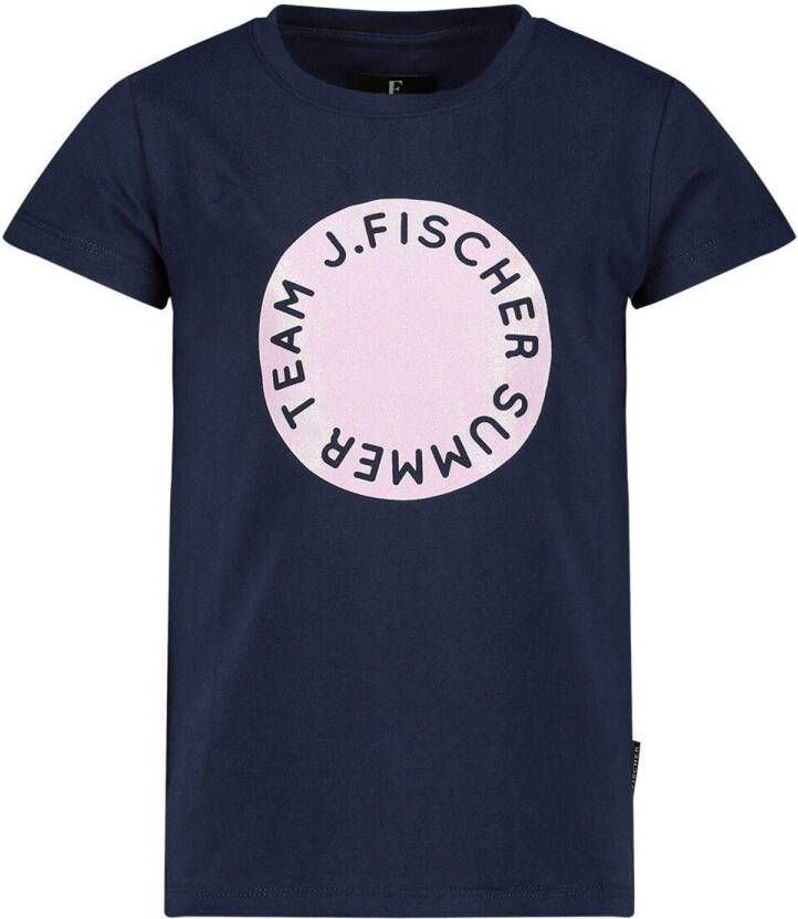 Jake Fischer T-shirt met printopdruk zwart Meisjes Stretchkatoen Ronde hals 116