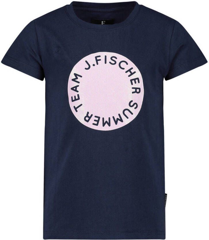Jake Fischer T-shirt met printopdruk zwart Meisjes Stretchkatoen Ronde hals 116