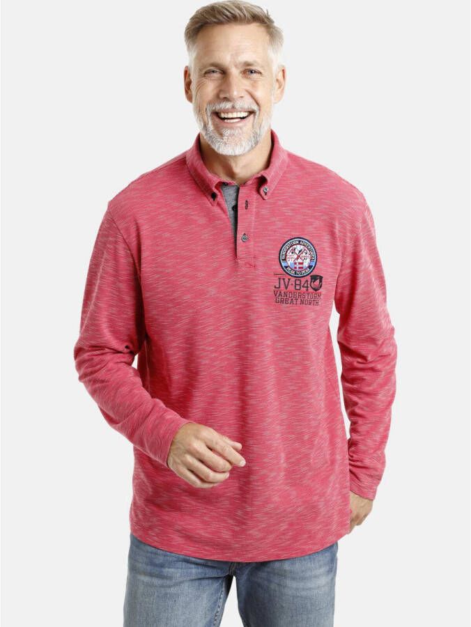 Jan Vanderstorm +FIT Collectie gemêleerde regular fit polo WAINO Plus Size rood