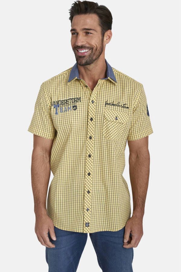 Jan Vanderstorm +FIT Collectie geruit oversized overhemd RUTGER Plus Size geel
