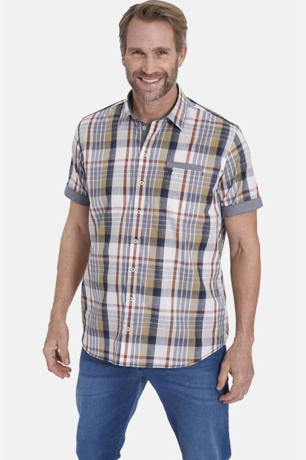 Jan Vanderstorm +FIT Collectie geruit regular fit overhemd MOMMO Plus Size olijfgroen