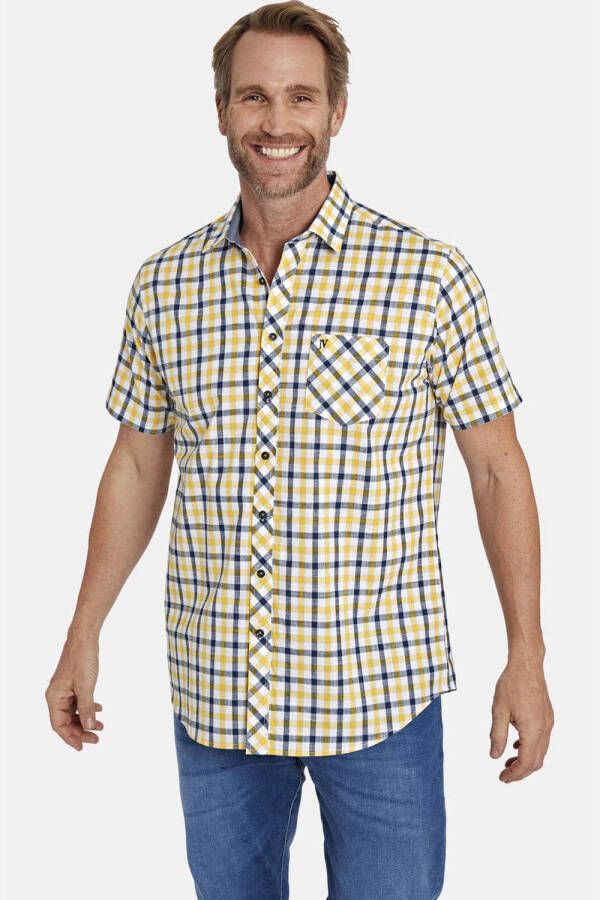 Jan Vanderstorm +FIT Collectie geruit regular fit overhemd WERNHER Plus Size geel