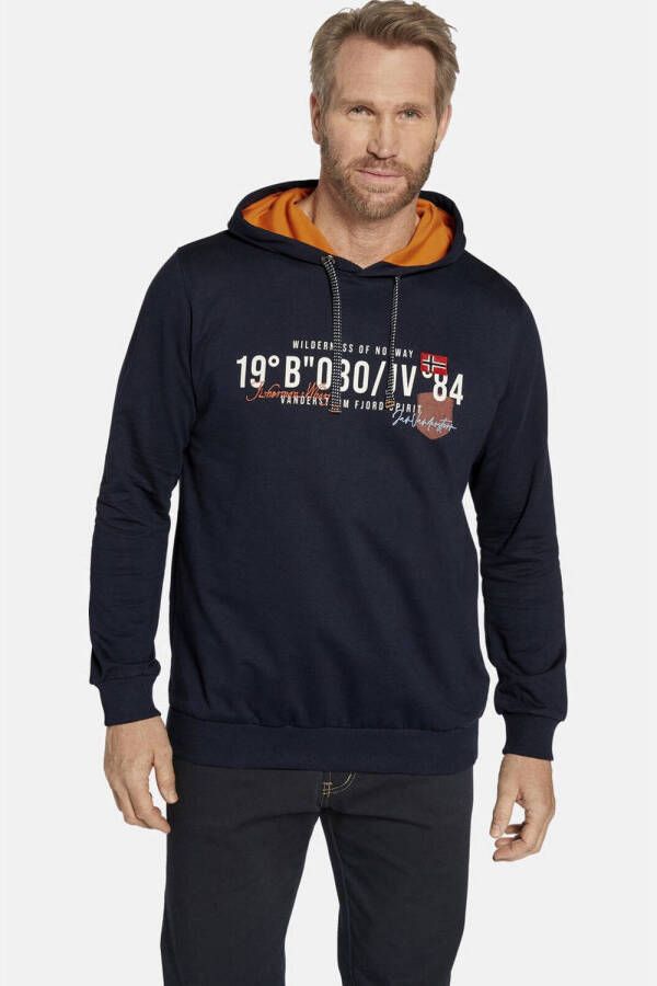 Jan Vanderstorm +FIT Collectie hoodie JORRIT Plus Size met printopdruk donkerblauw