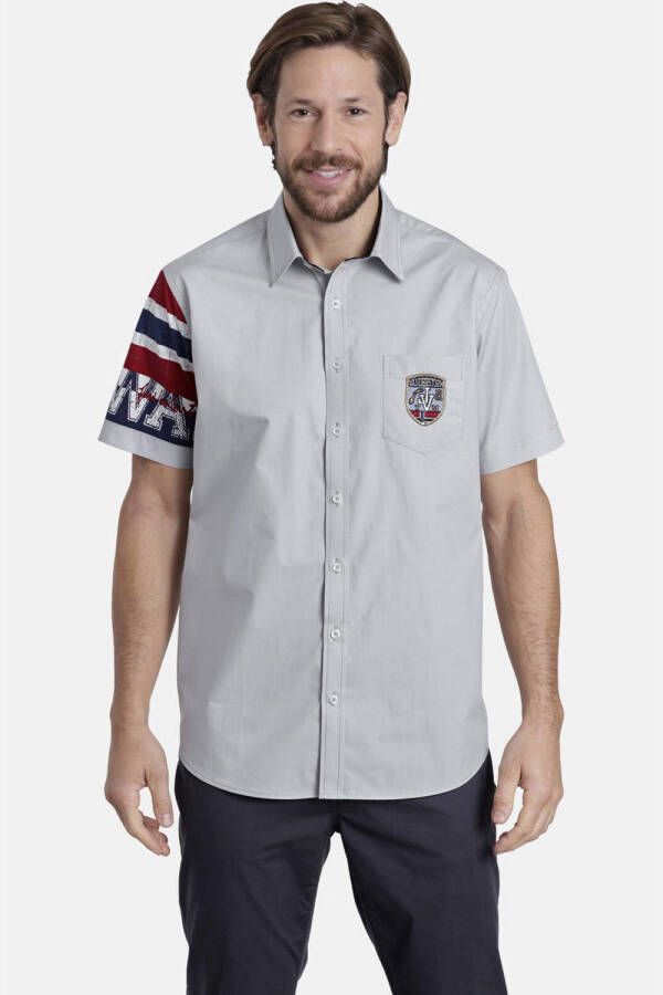 Jan Vanderstorm +FIT Collectie oversized overhemd NORAK Plus Size lichtgrijs