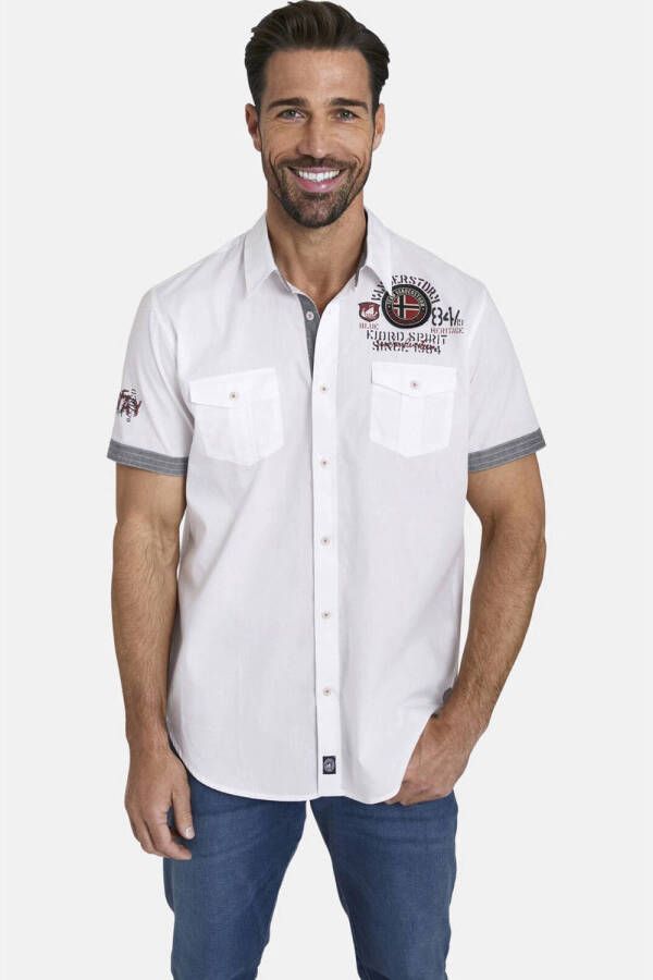 Jan Vanderstorm +FIT Collectie regular fit overhemd SNOFRED Plus Size met printopdruk wit