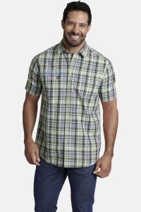 Jan Vanderstorm geruit regular fit overhemd BANDULF Plus Size wit groen
