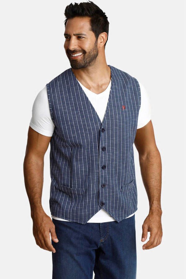 Jan Vanderstorm gilet Plus Size SILVAN met all over print blauw