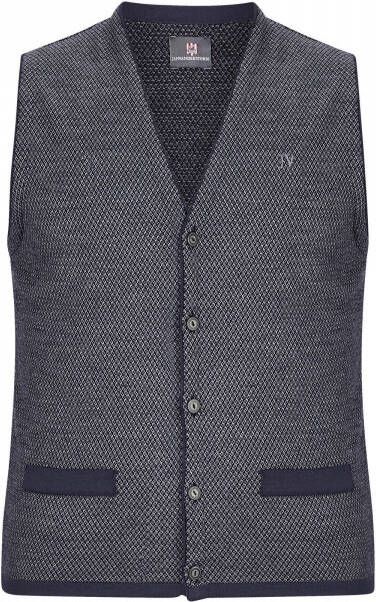 Jan Vanderstorm gilet Plus Size TANE met wol en all over print donkerblauw