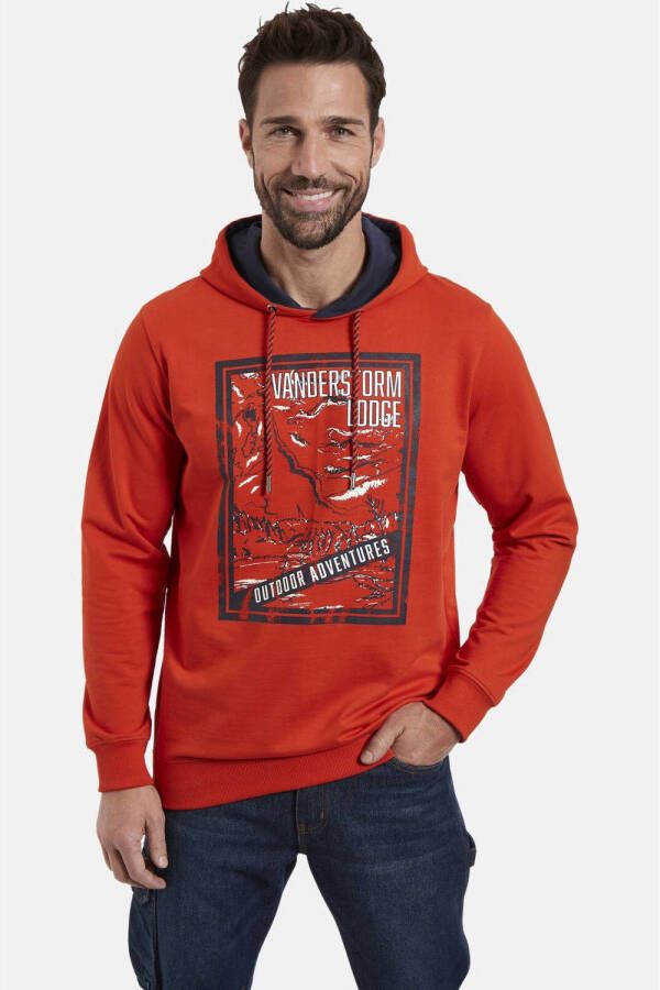 Jan Vanderstorm hoodie ISVALI Plus Size met printopdruk oranje