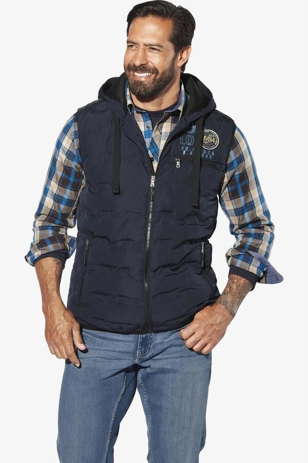 Jan Vanderstorm bodywarmer ERKULF Plus Size met printopdruk donkerblauw