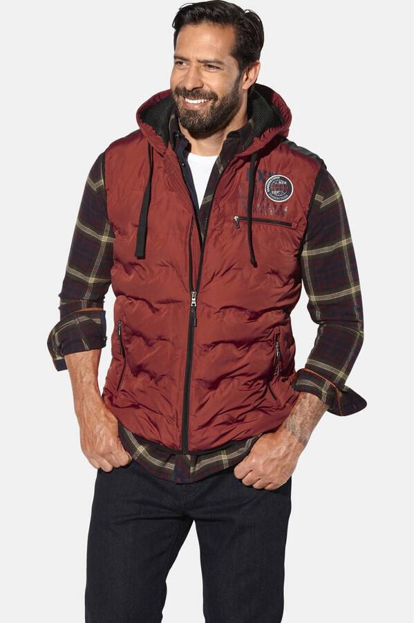 Jan Vanderstorm bodywarmer ERKULF Plus Size met printopdruk donkerrood