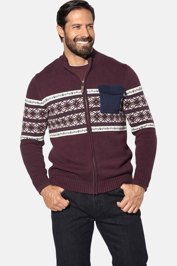Jan Vanderstorm cardigan gebreid Plus Size donkerrood