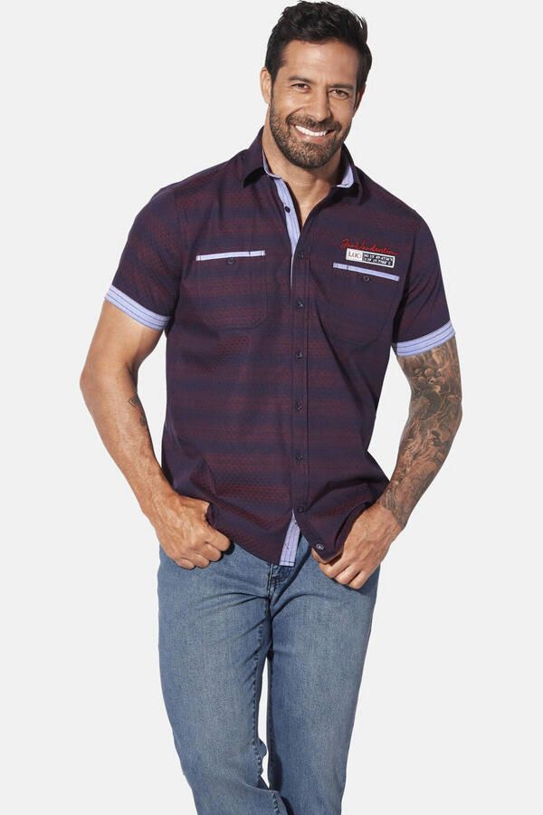 Jan Vanderstorm casual overhemd aubergine