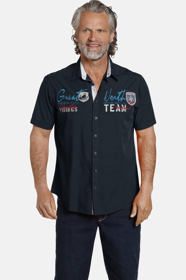 Jan Vanderstorm casual overhemd donkerblauw